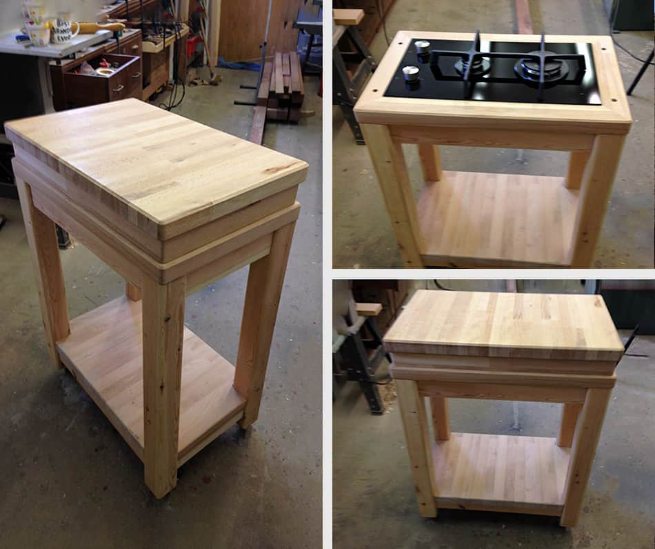 Portable butcher's block table one off piece for client in Oxford